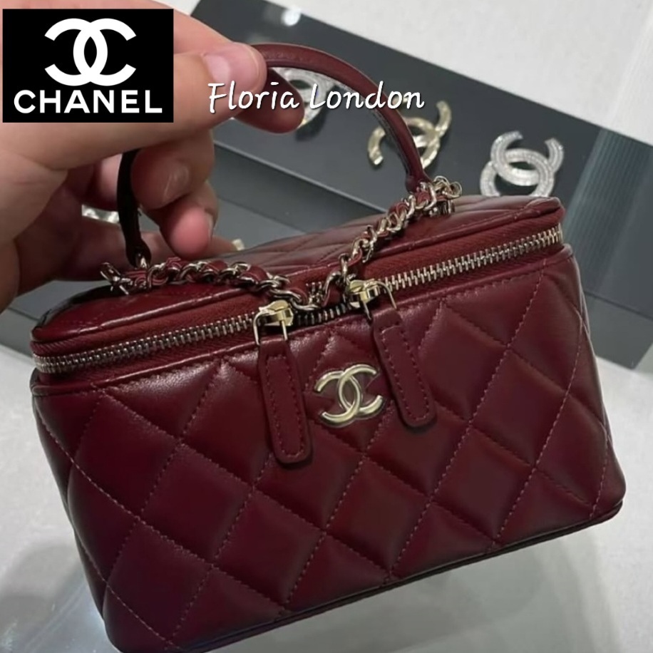 25A トップハンドル ◆【CHANEL】バニティケース バーガンディ