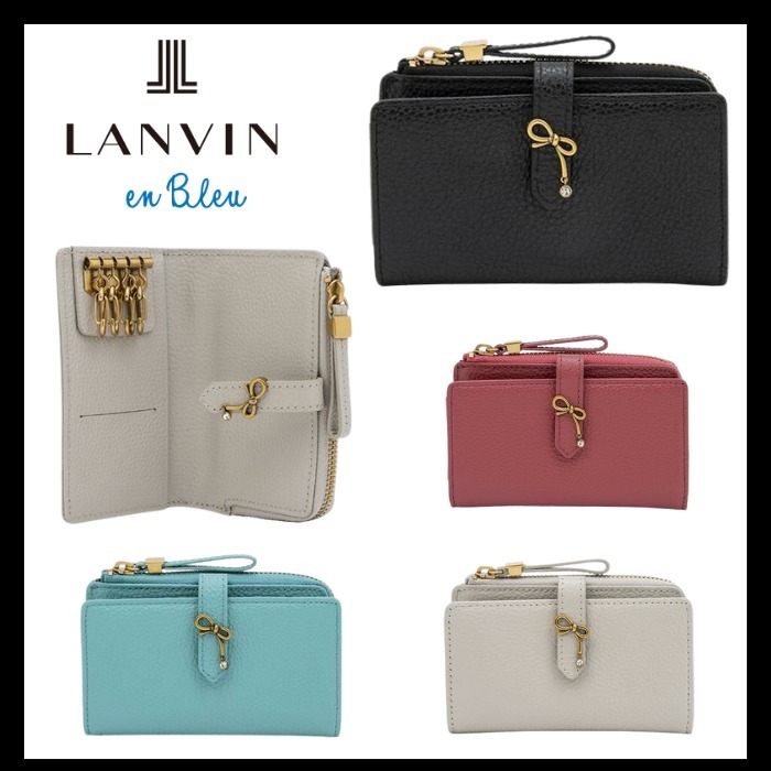 即発*【LANVIN en Bleu】リュバン マルチキーケース リボン