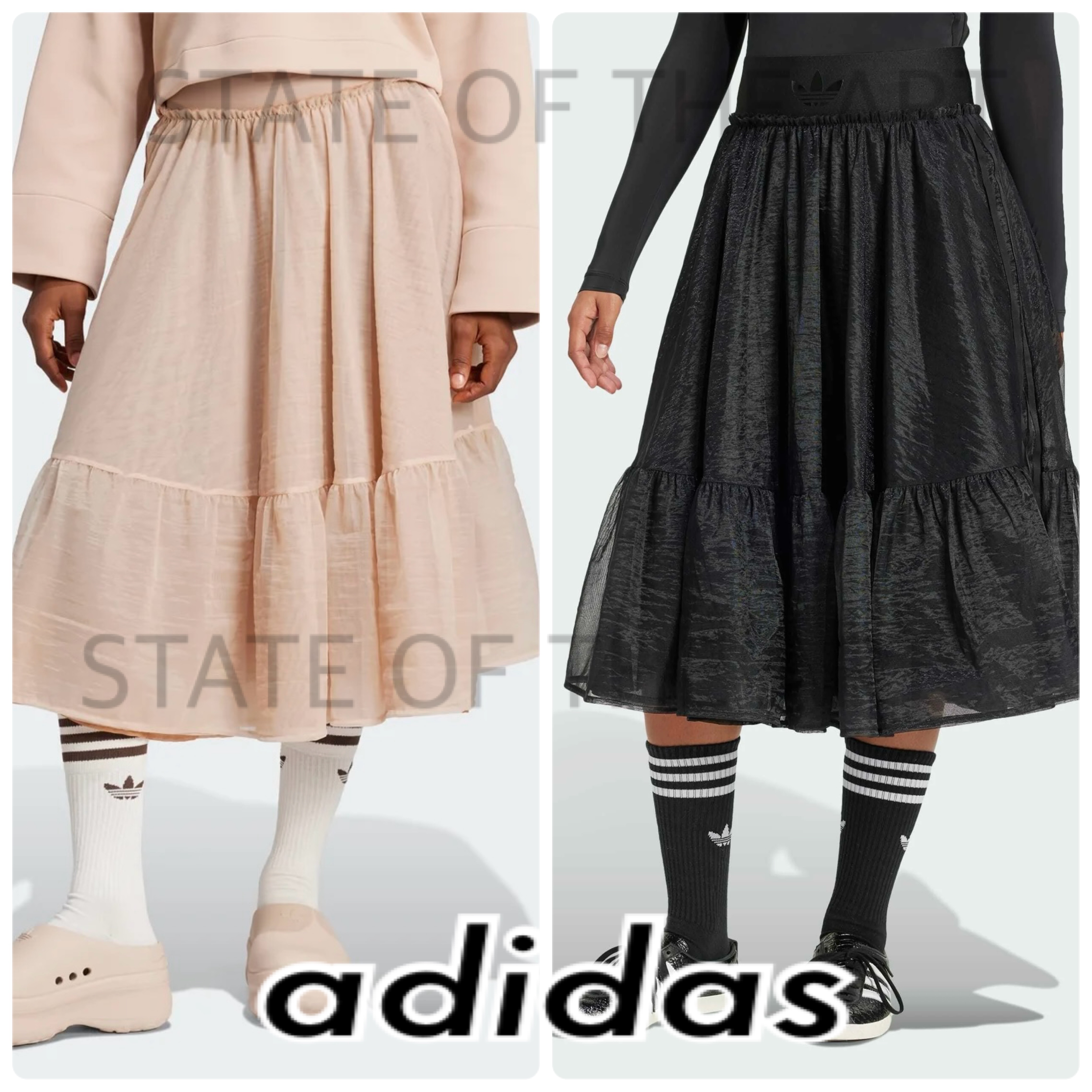 【adidas】ウエストバンド チュール マキシスカート