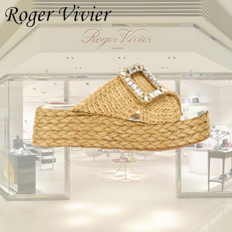 【Roger Vivier】サマーラインストーンラフィアミュールESPA 60