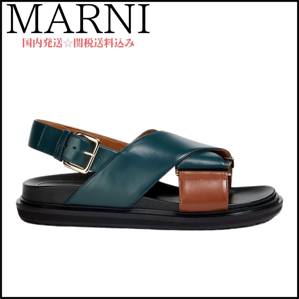 【MARNI】レザー スリングバックサンダル 関税送料込み
