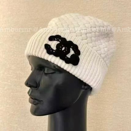 ホワイト（白）系 CHANEL(シャネル) ニットキャップ・ビーニー
