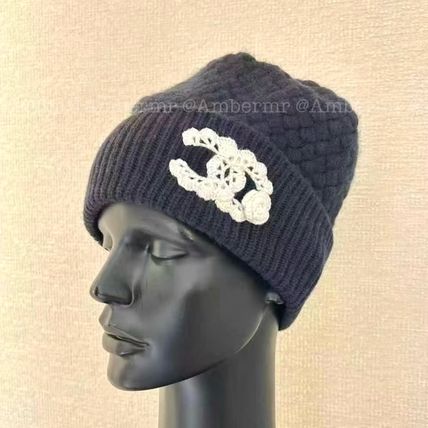 ネイビー（紺）系 CHANEL(シャネル) ニットキャップ・ビーニー