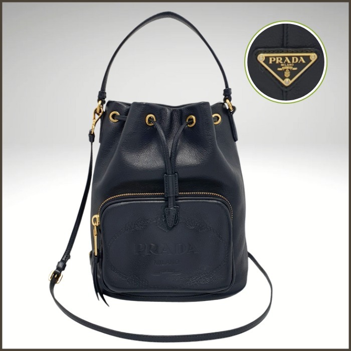 PRADA プラダ/カーフスキン バケットバッグ【Bランク 付属品無】