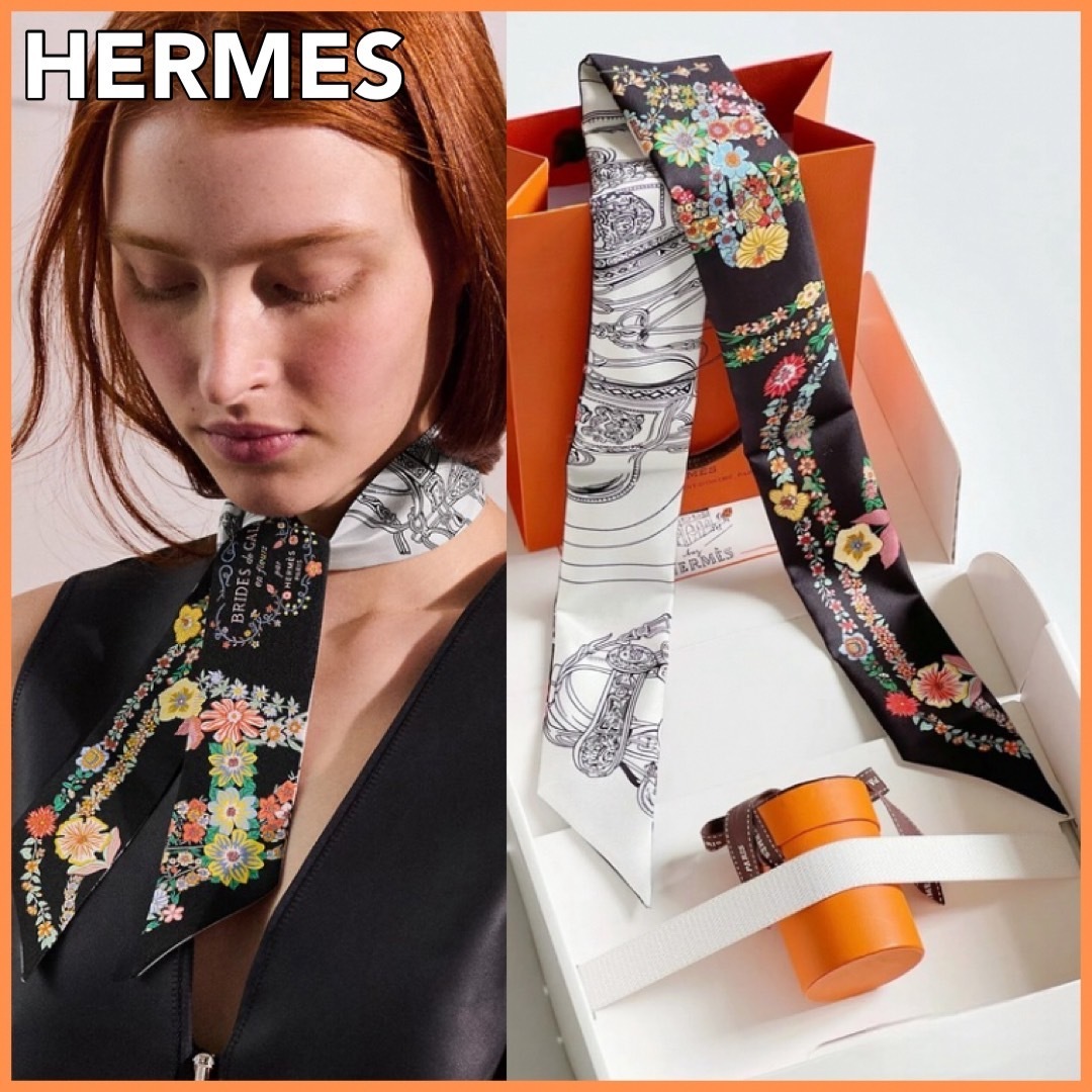 お洒落デザイン♪【HERMES】Brides de Gala en Fleurs ツイリー