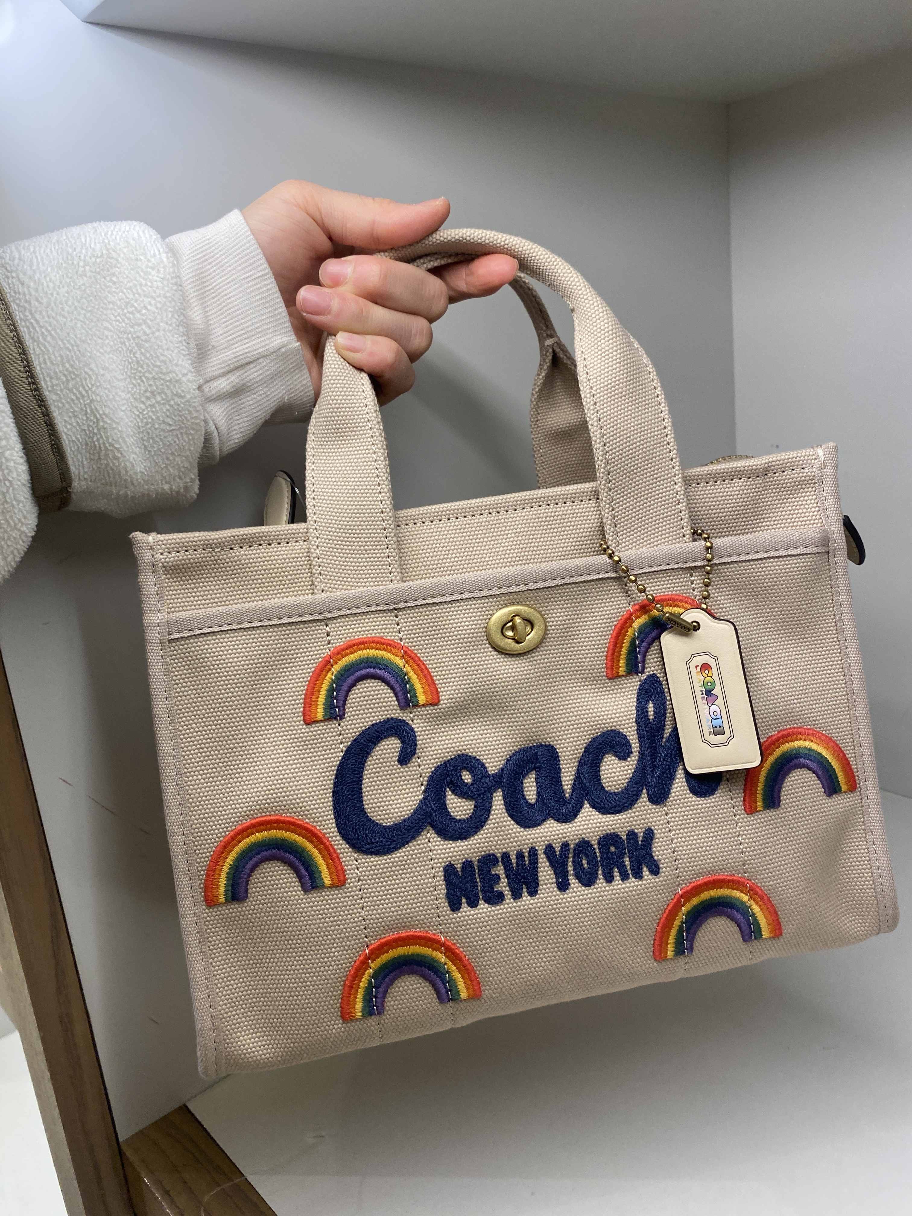 【COACH 】コーチ レインボー刺しゅう カーゴトート 26 CBF52
