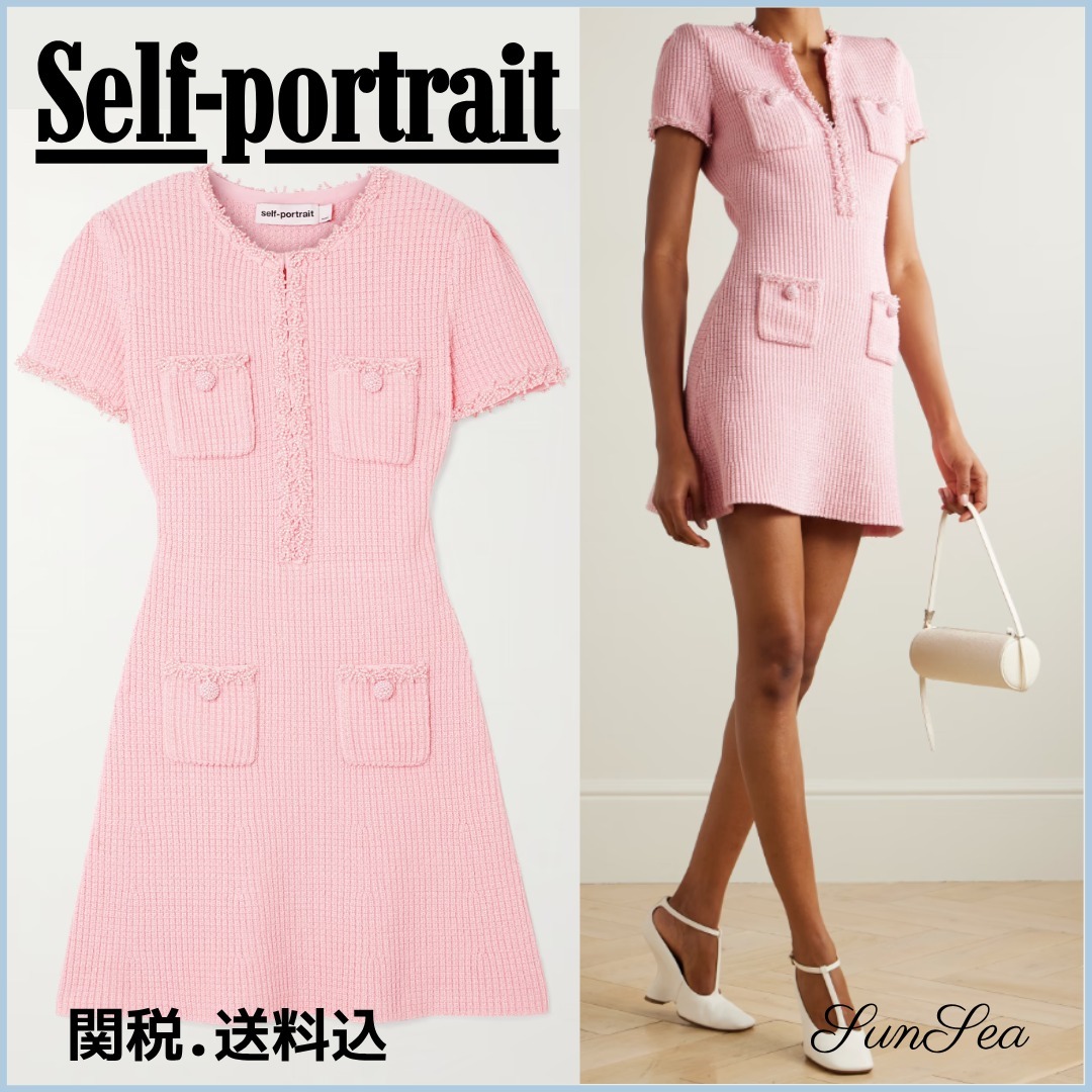 関税送料込【SELF PORTRAIT】ワッフルニットミニドレス