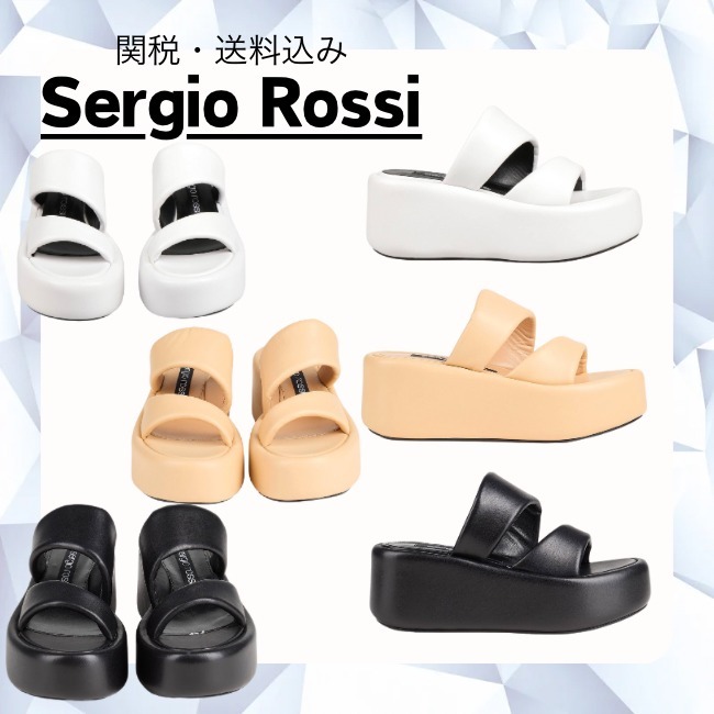 関税・送料込み【Sergio Rossi】ウェッジヒール レザーサンダル