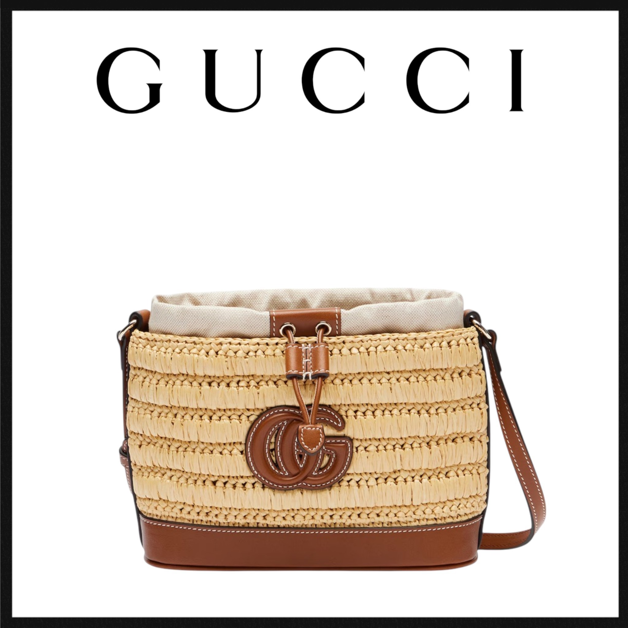 【夏アイテム】Gucci ダブルGレザートリムショルダーかごバッグ