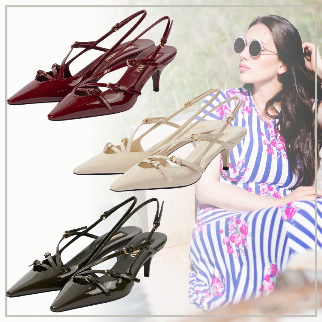 【完売必至】Miu Miu パテントレザー スリングバックパンプス