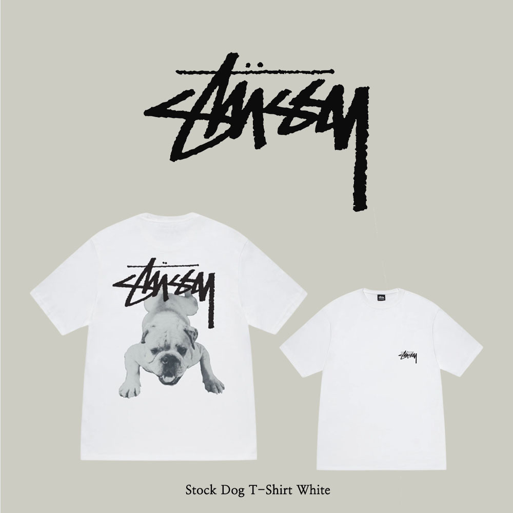 【Stussy】 Stock Dog T-Shirt White ★人気