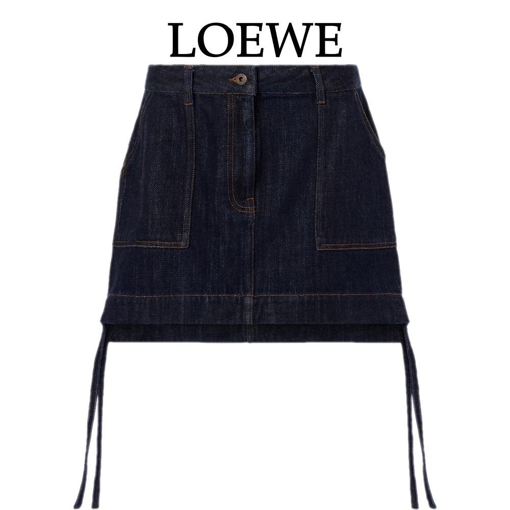 【Loewe】アナグラムレザートリムデニムミニスカート