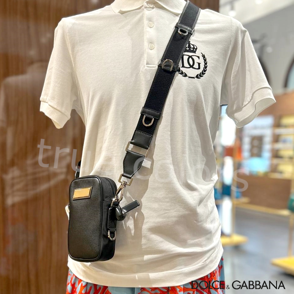 DOLCE&GABBANA ロゴプレート ナイロン製 クロスボディバッグ