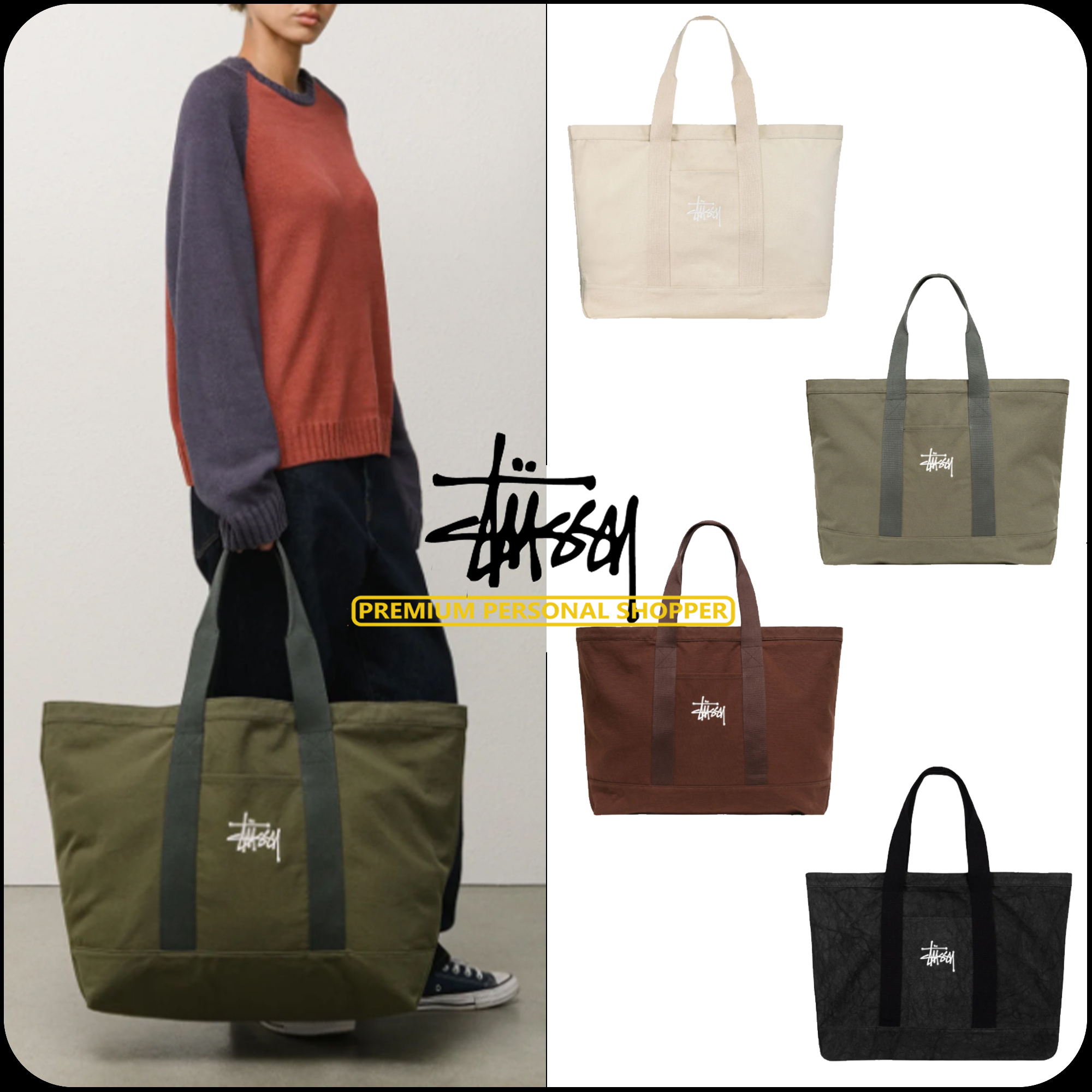 [STUSSY]★25SS★韓国人気★CANVAS EXTRA LARGE TOTE BAG