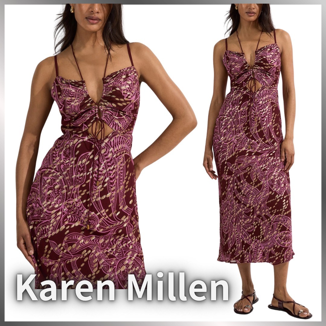 【Karen Millen】 スパークル ストラップ付 マキシドレス