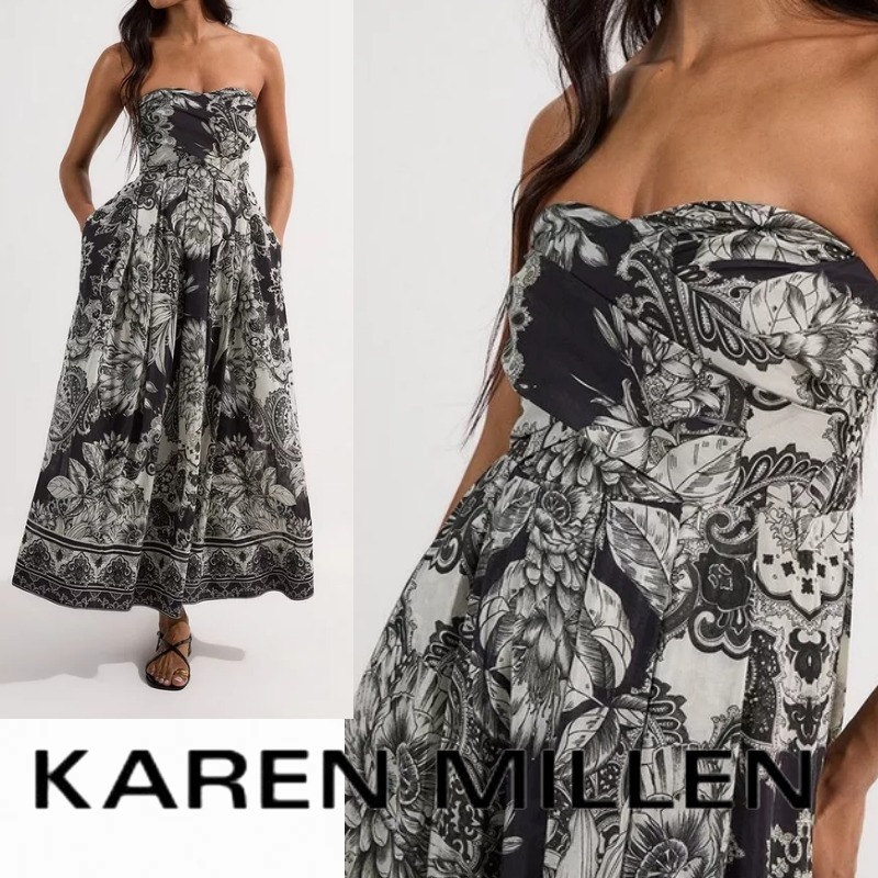 【KAREN MILLEN】タイルシルクコットン ビスチェ プロムドレス