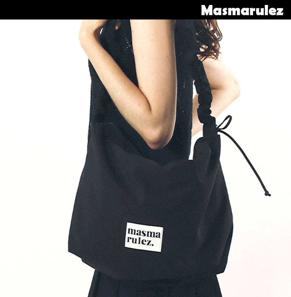 Masmarulez■ ナイロン2wayシャーリングバッグ_Black