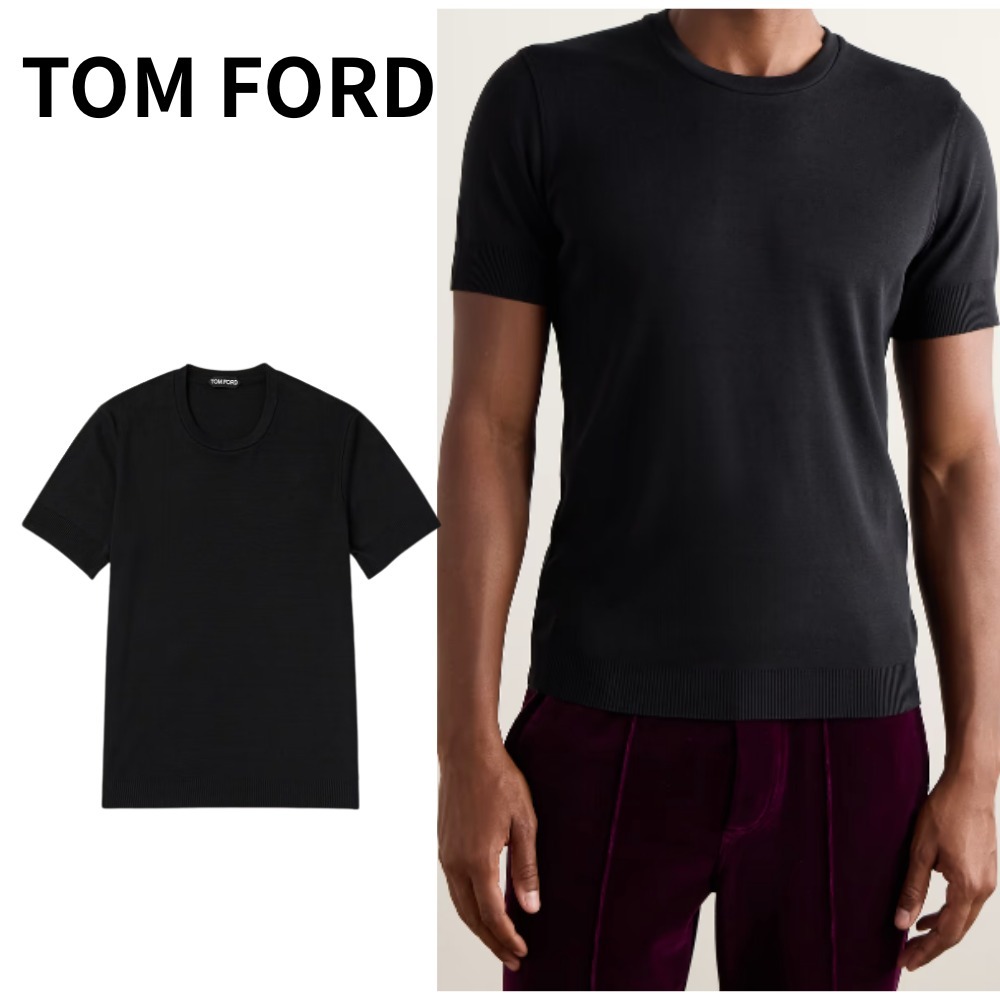 TOM FORD/トムフォード/リブリヨセルコットンブレンドTシャツ