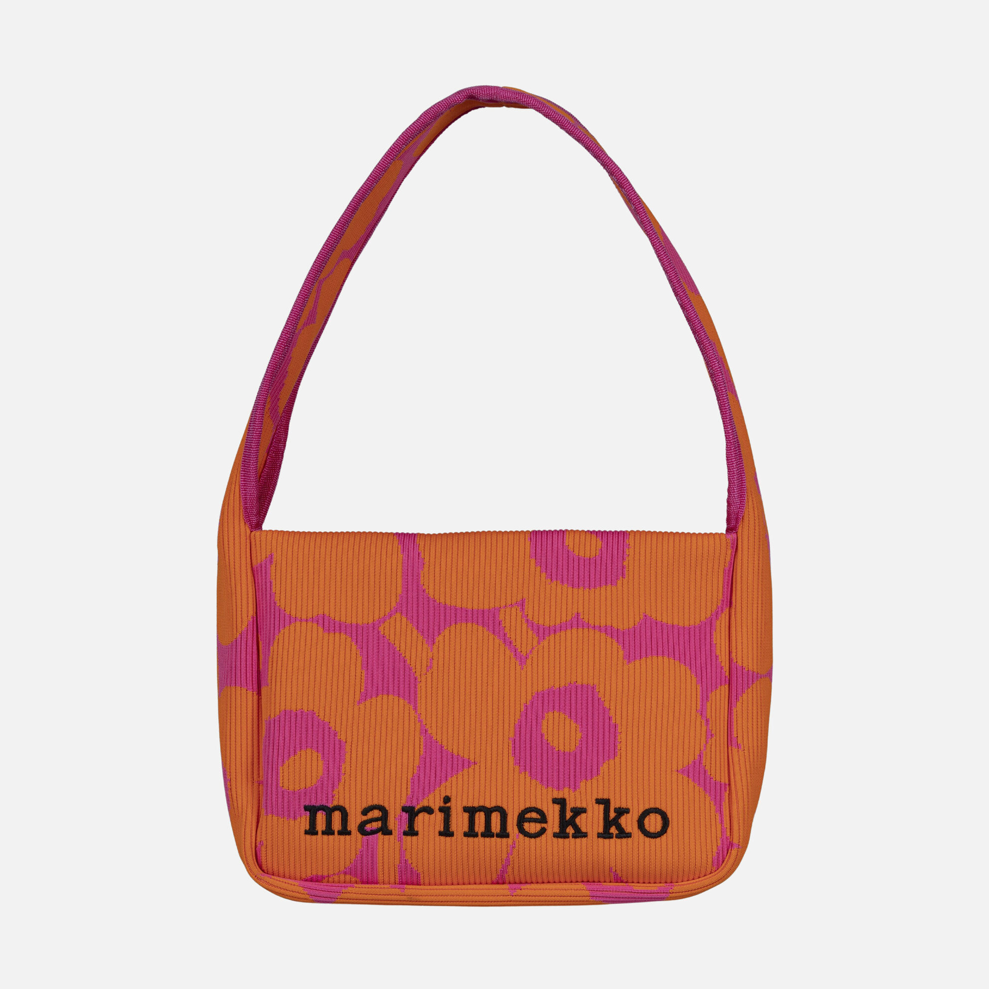 【MARIMEKKO】ウニッコ柄 ニットショルダーバッグ ロゴ刺繍