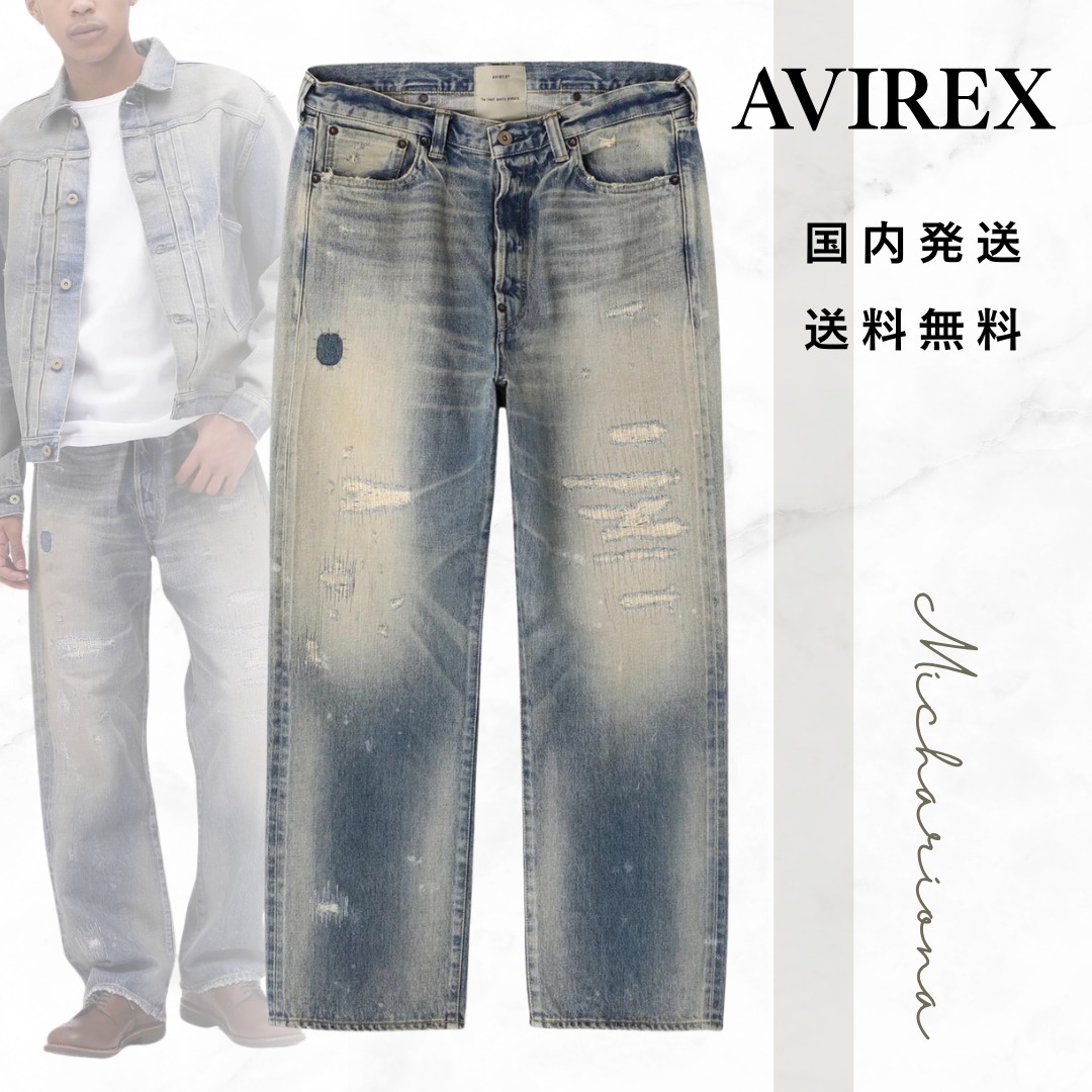 AVIREX 50YEARS WASH バックルバック デニムパンツ