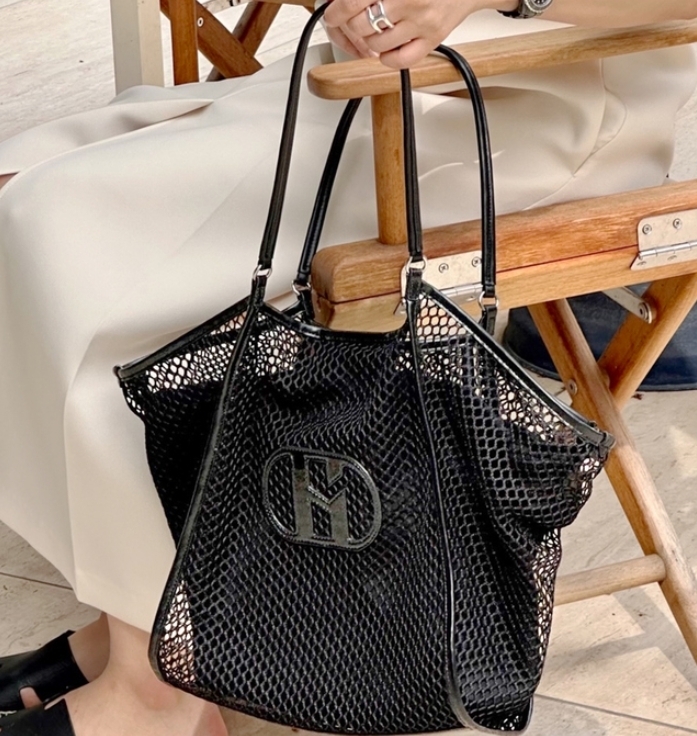 Signature H Black Netbag + Pouchback SET ★HAZZYS