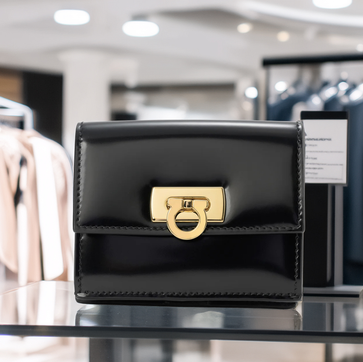 ◆送料・関税込み◆FERRAGAMO ガンチーニ(Gancini) 二つ折り財布