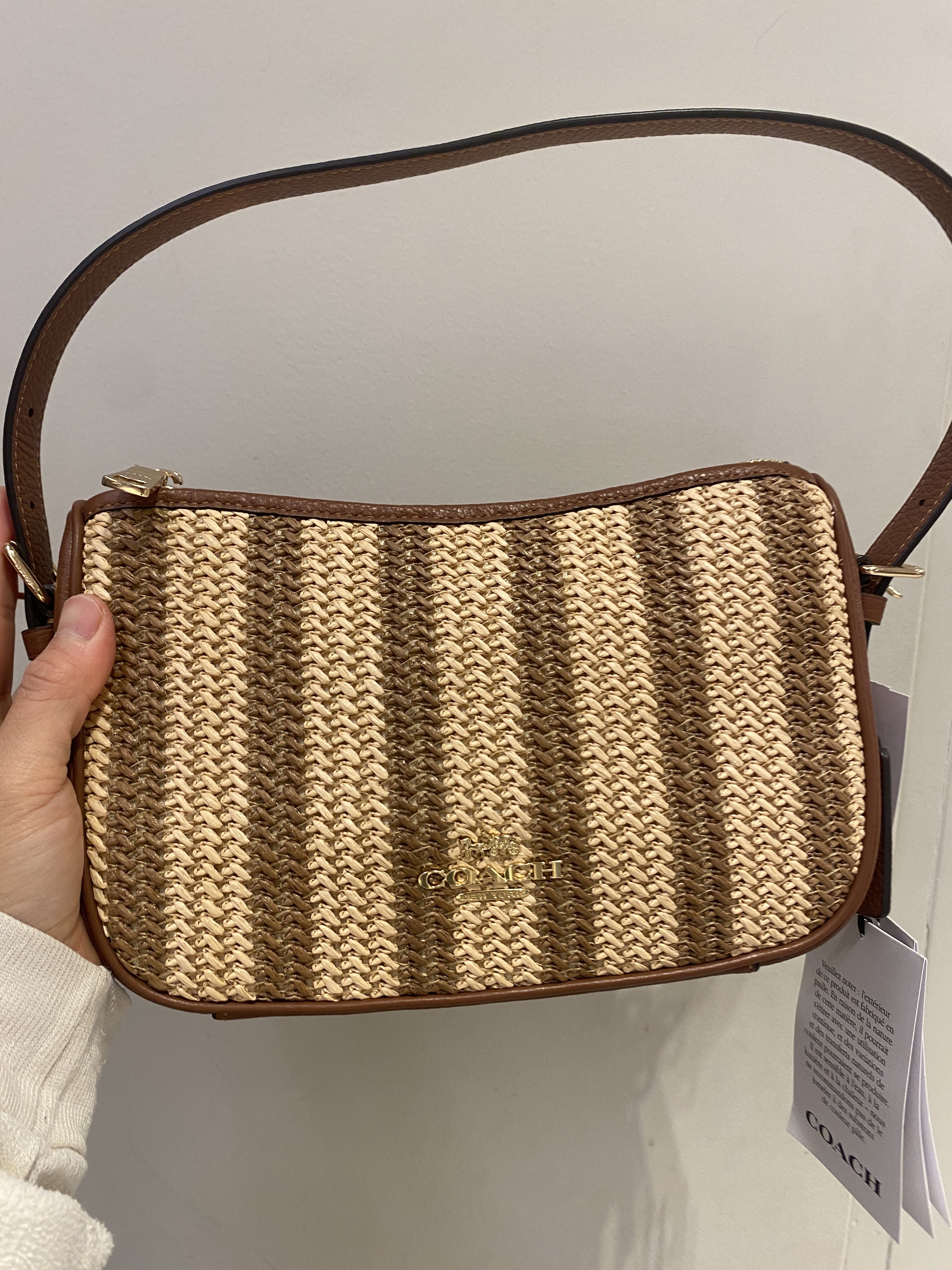 【COACH】夏映えストロー×レザー♪Kailey 2WAYショルダー CBG89