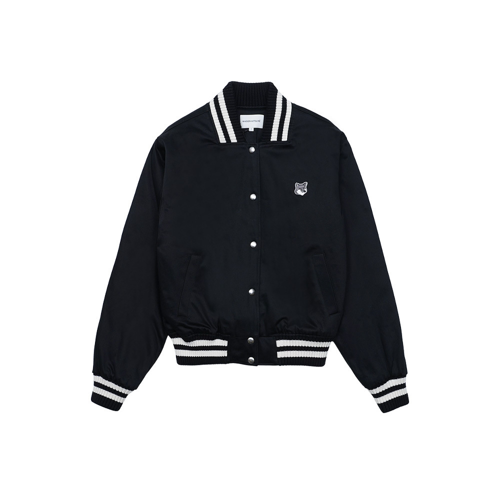 ジャケット Maison Kitsune Women's Satin Cotton Bomber Jacket Black