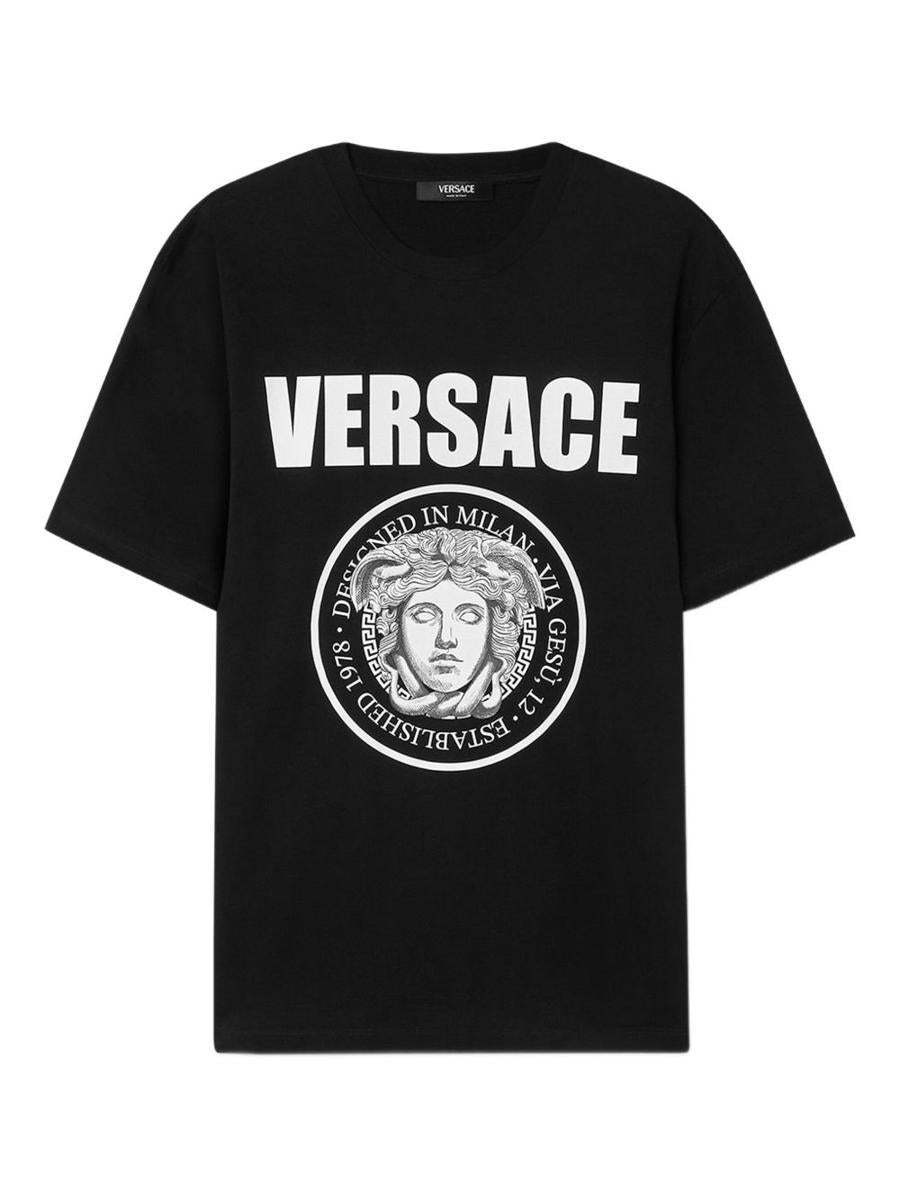 【関税＆送料込み】Versace Black Short-Sleeve Cotton Jersey