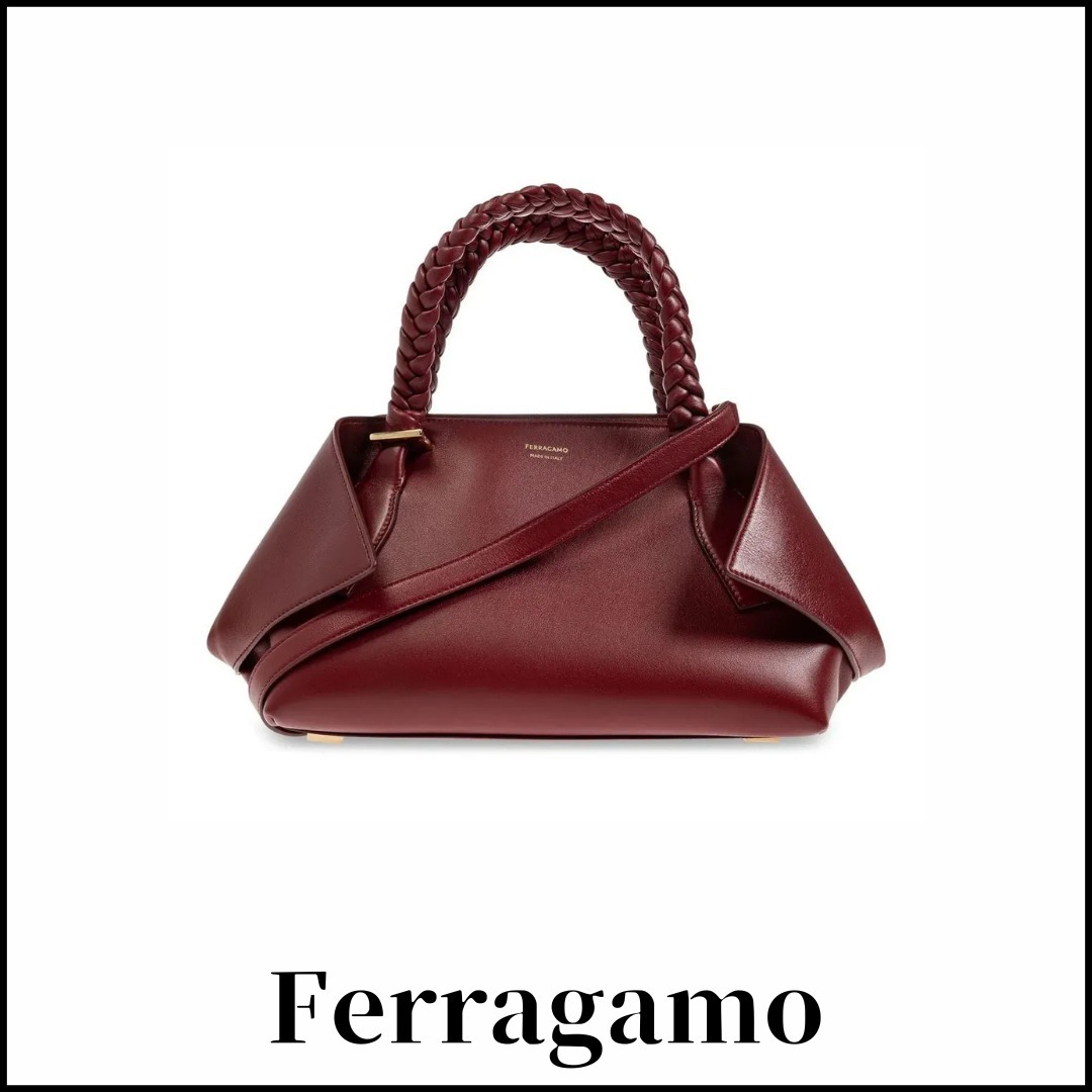 【Ferragamo】ミディアム ロゴプリント ストラップ トートバッグ