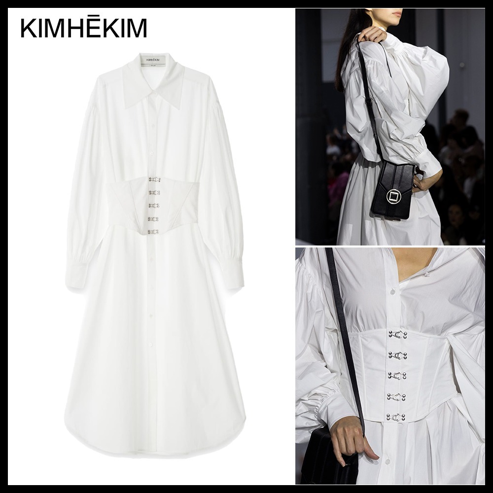 ★KIMHEKIM★Corset Layered Cotton Maxi Shirt Dress★大人気★