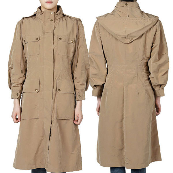 MONCLER☆NANTES 袖ロゴ フード ジップ トレンチコート ベージュ