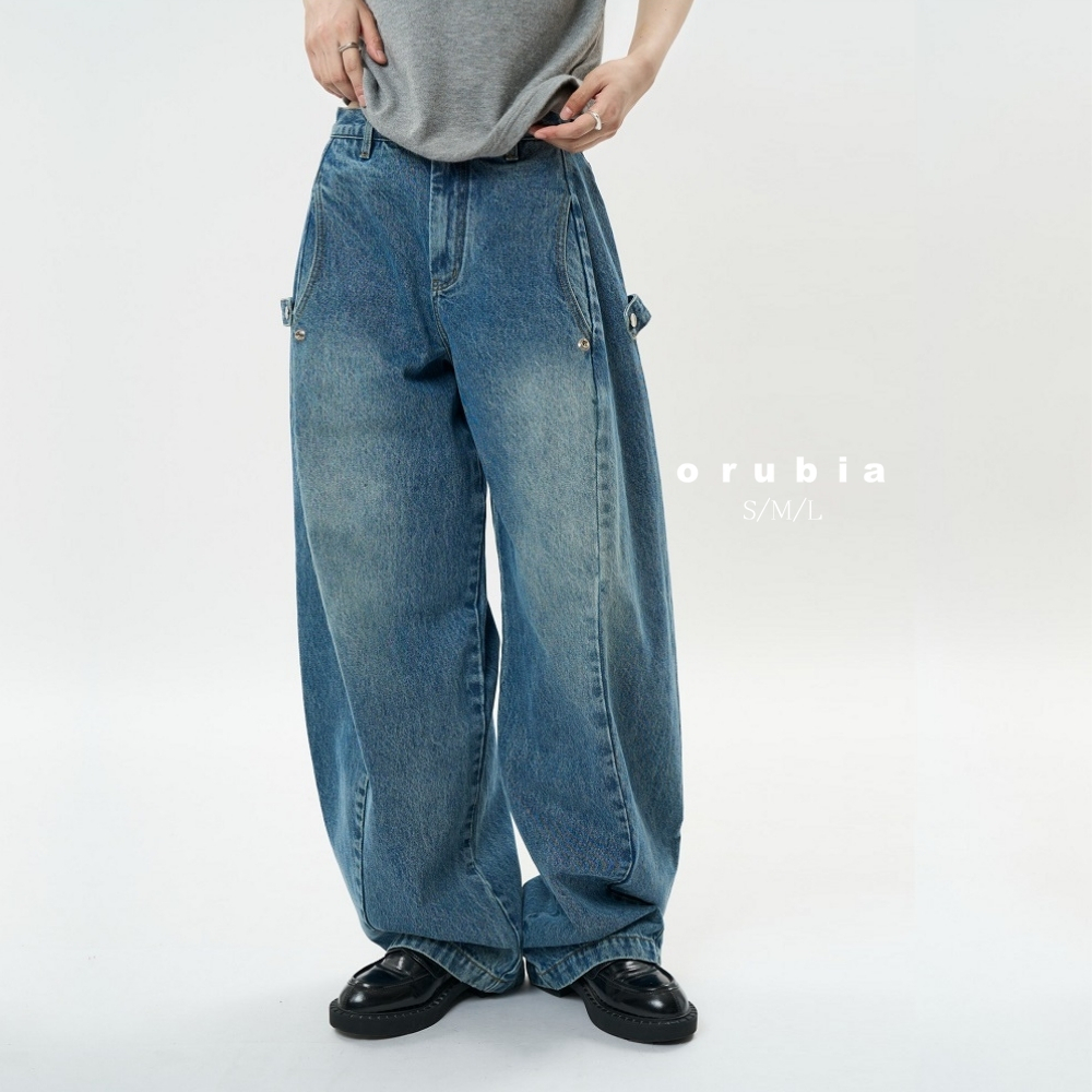 LCB-2504-009 デニムパンツ ジーンズ カーブ サイドボタン 変形