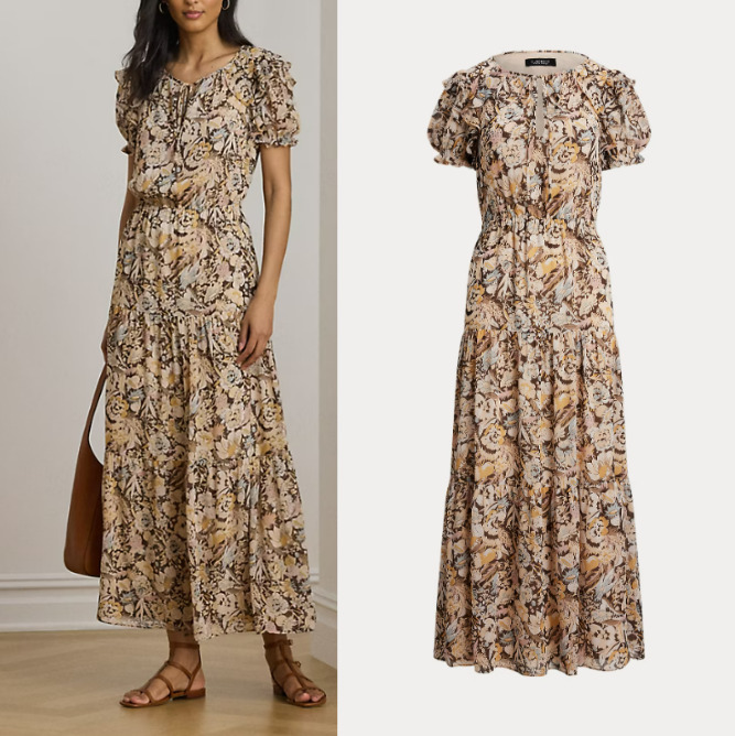 Ralph Lauren 花柄ジョーゼットマキシロングワンピース
