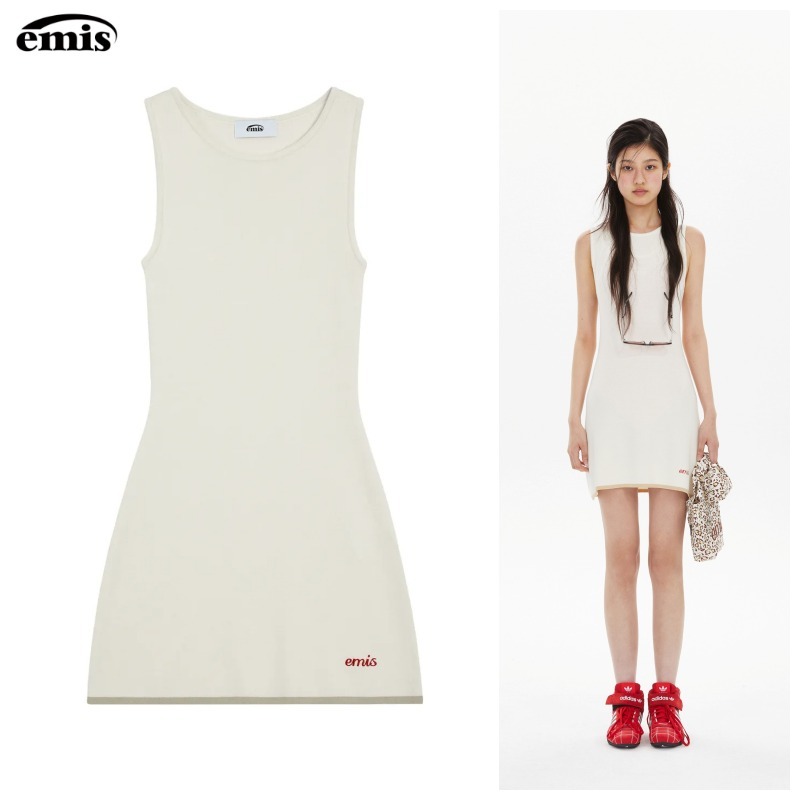 ● EMIS ● SLEEVELESS KNIT DRESS-IVORY