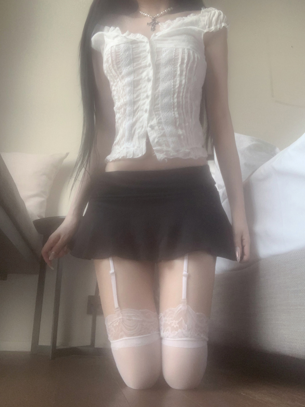 【suzen】Pinia low-waist flare skirt