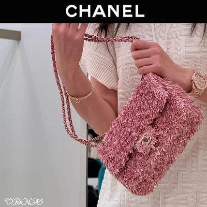 【スパンコールがゴージャス可愛い♪】CHANEL バッグ シャネル ココマーク スパンコール×サテン チェーンショルダー