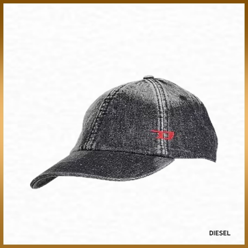 【DIESEL 】ロゴ デニム キャップ 無地 コットン ブラック