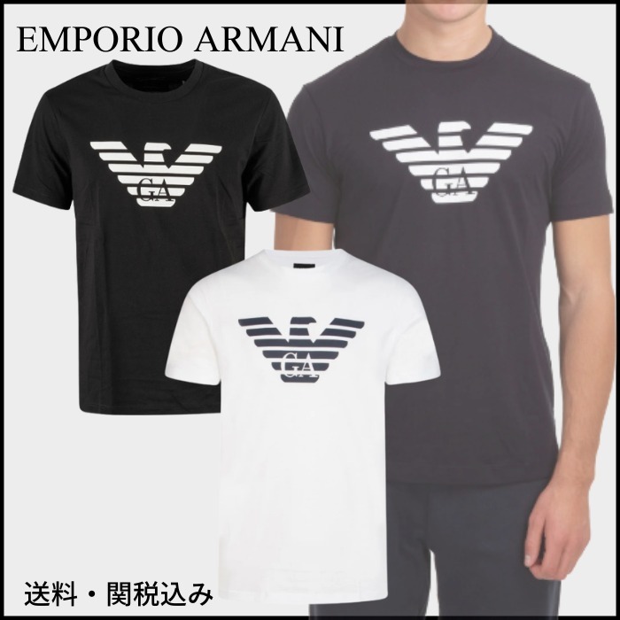 国内発送【EMPORIO ARMANI】ロゴ プリント クルーネック Tシャツ