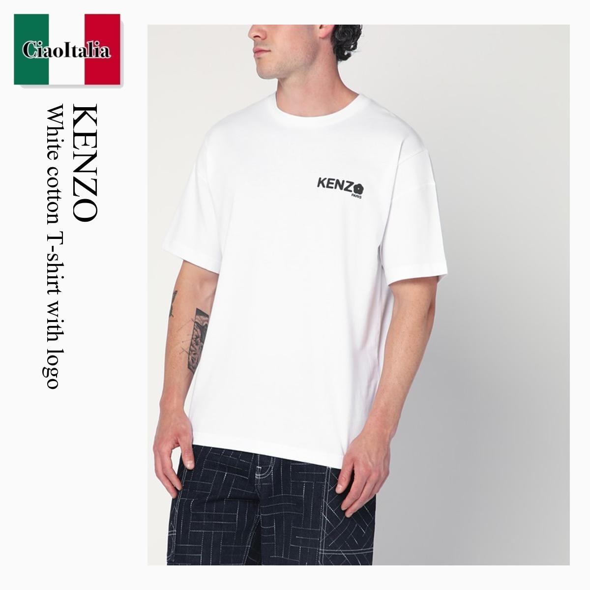 Tシャツ・カットソー Kenzo White Cotton T-Shirt With Logo