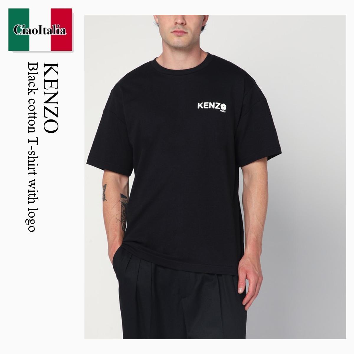 Tシャツ・カットソー Kenzo Black Cotton T-Shirt With Logo