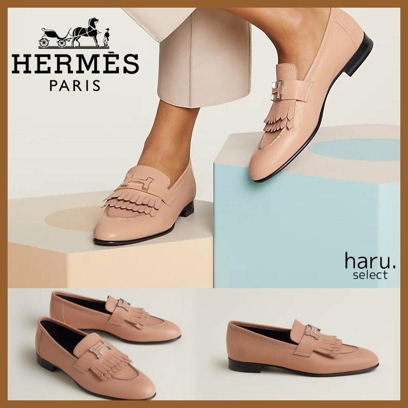 上品★シック【HERMES】モカシン ロイヤル フリンジ付ローファー