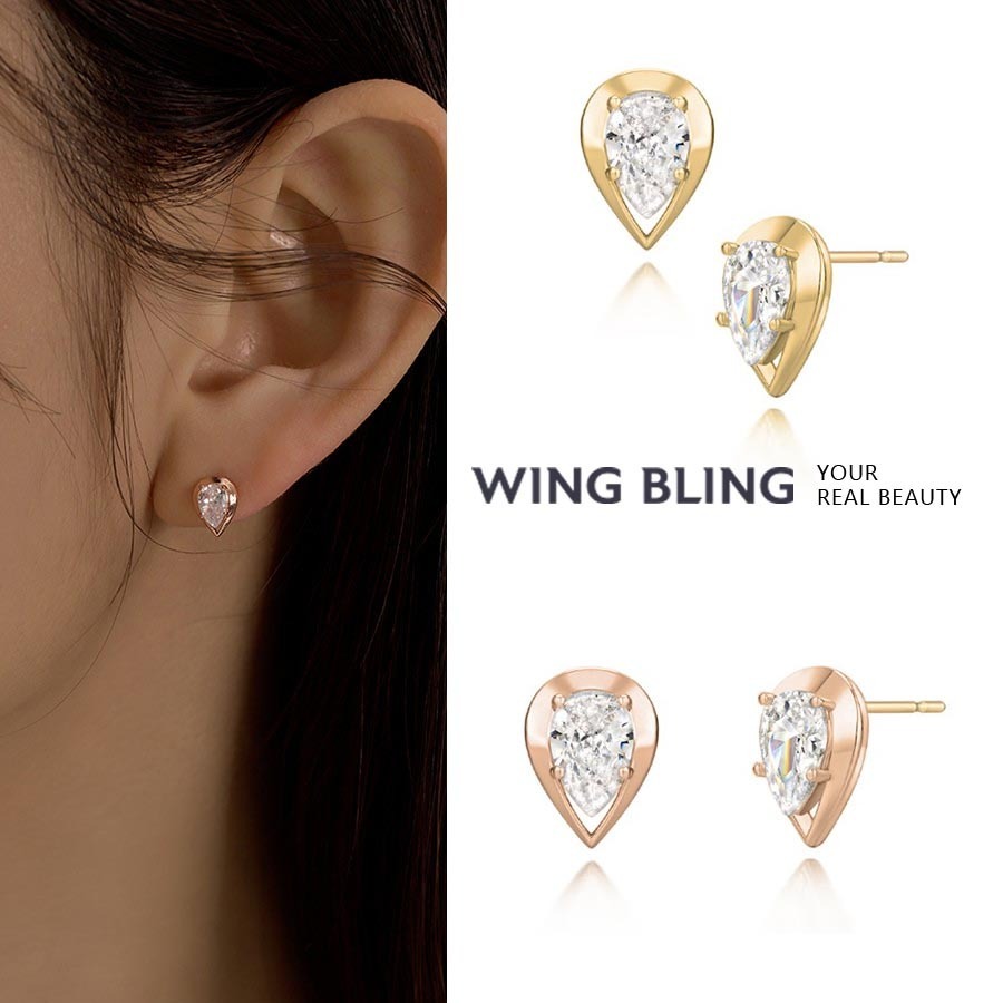 【WING BLING】[14K post] Ail Waterdrop ピアス