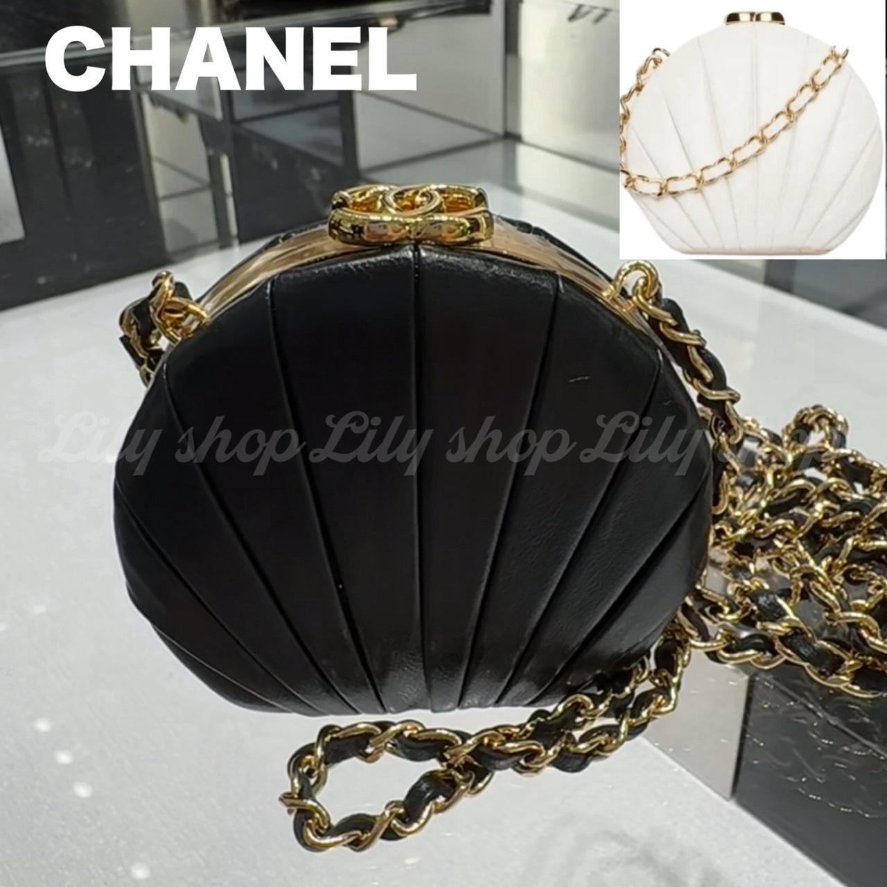 貝のように煌めく一品【CHANEL】チェーンクラッチ