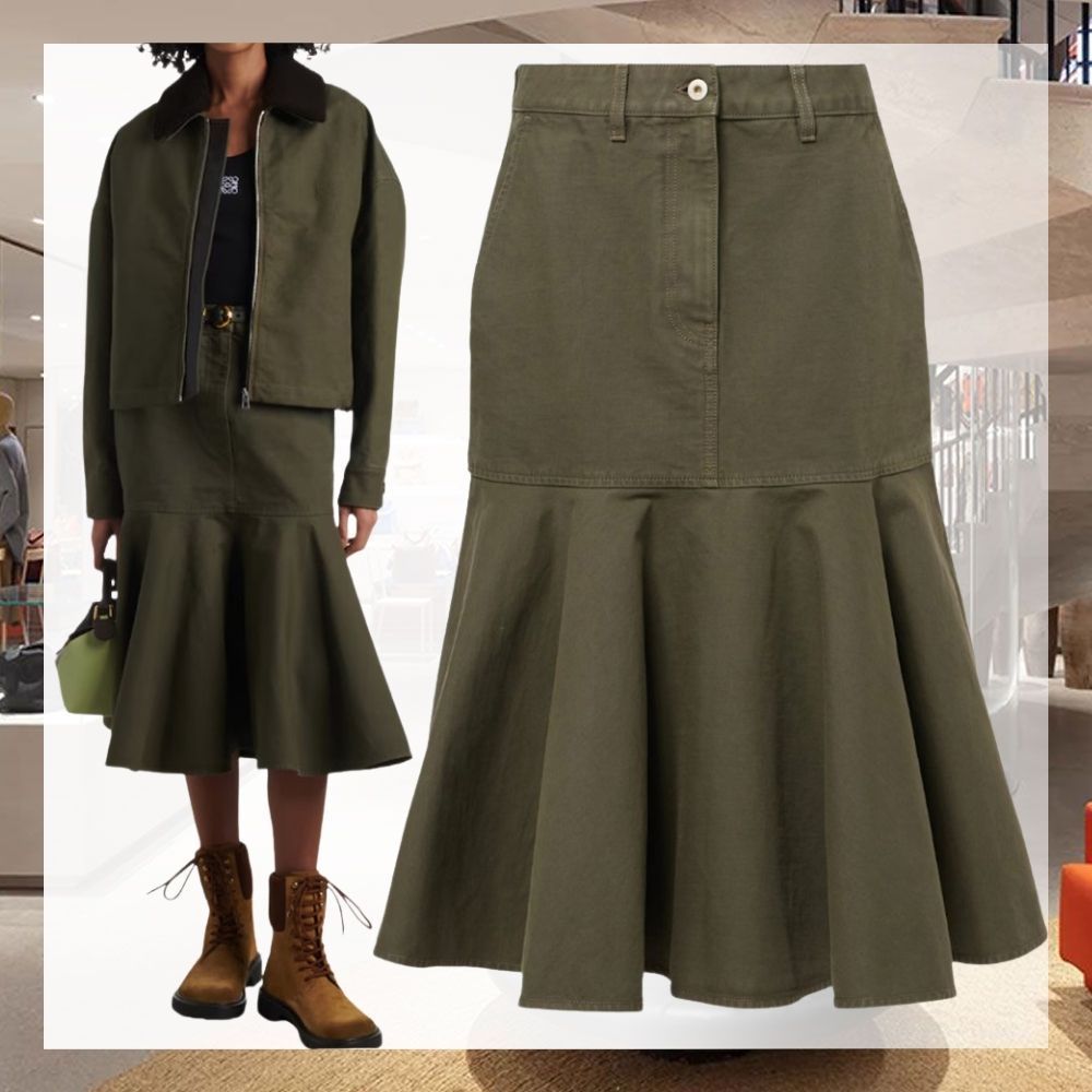 LOEWE Cotton twill midi skirt コットンツイル ミディ スカート