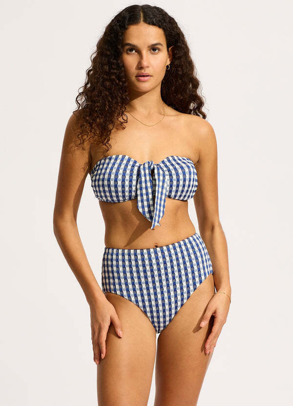 Seafolly シーフォリー 水着 ビキニセット チェック 青 白