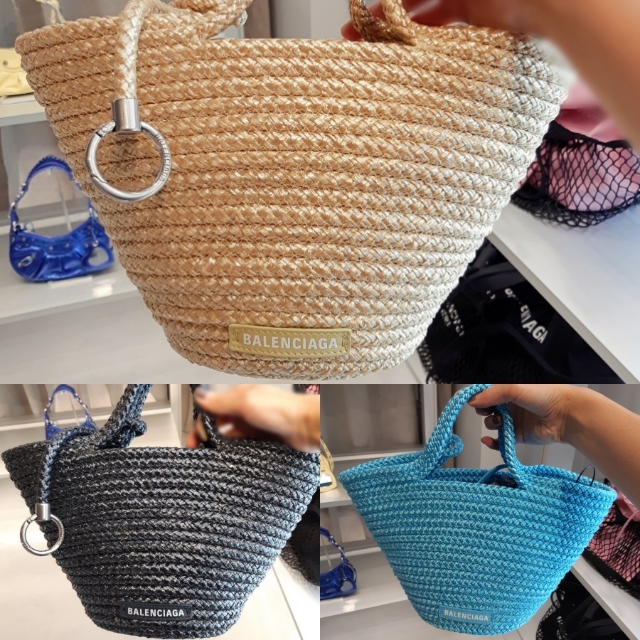 【セール】バレンシアガ☆IBIZA ラフィア2WAYスモールかごバッグ