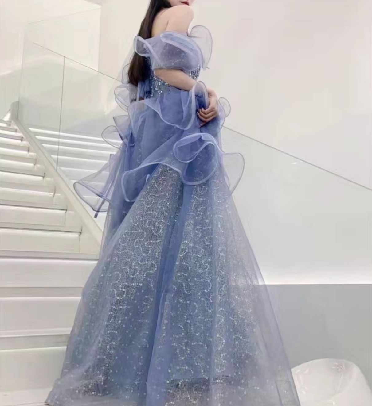 ふわふわロングドレス パーティー卒業式結婚式