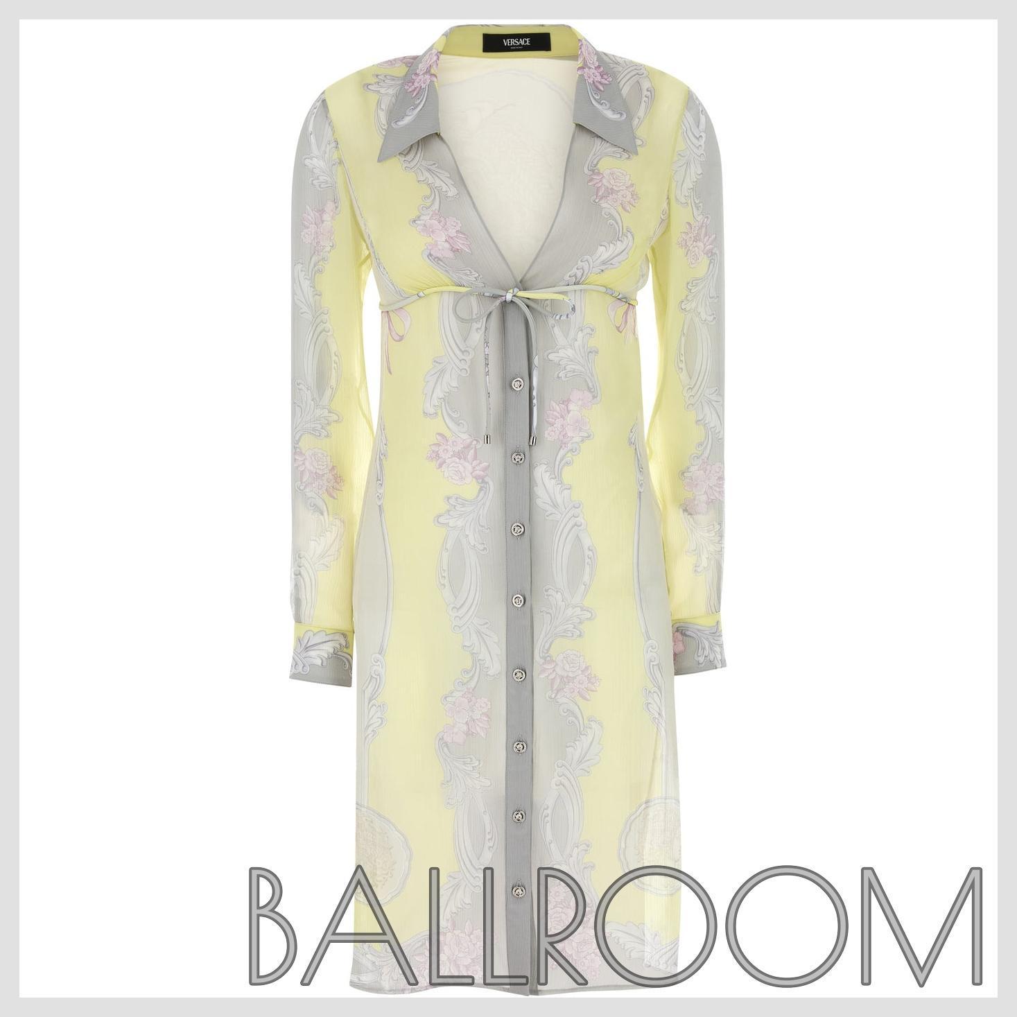ワンピース VERSACE PRINTED CREPE SHIRT DRESS