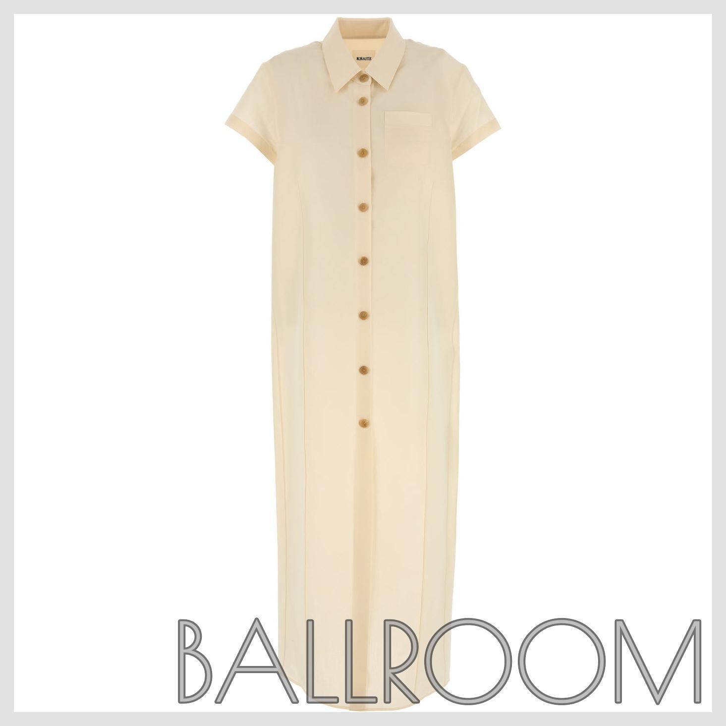 ワンピース KHAITE CREAM LINEN BLEND IFFY SHIRT DRESS